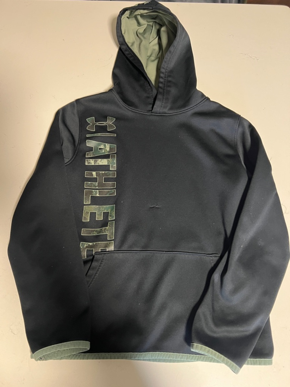 Under Armour Black Hoodie with Olive Green Accents - ATHLETE Graphic